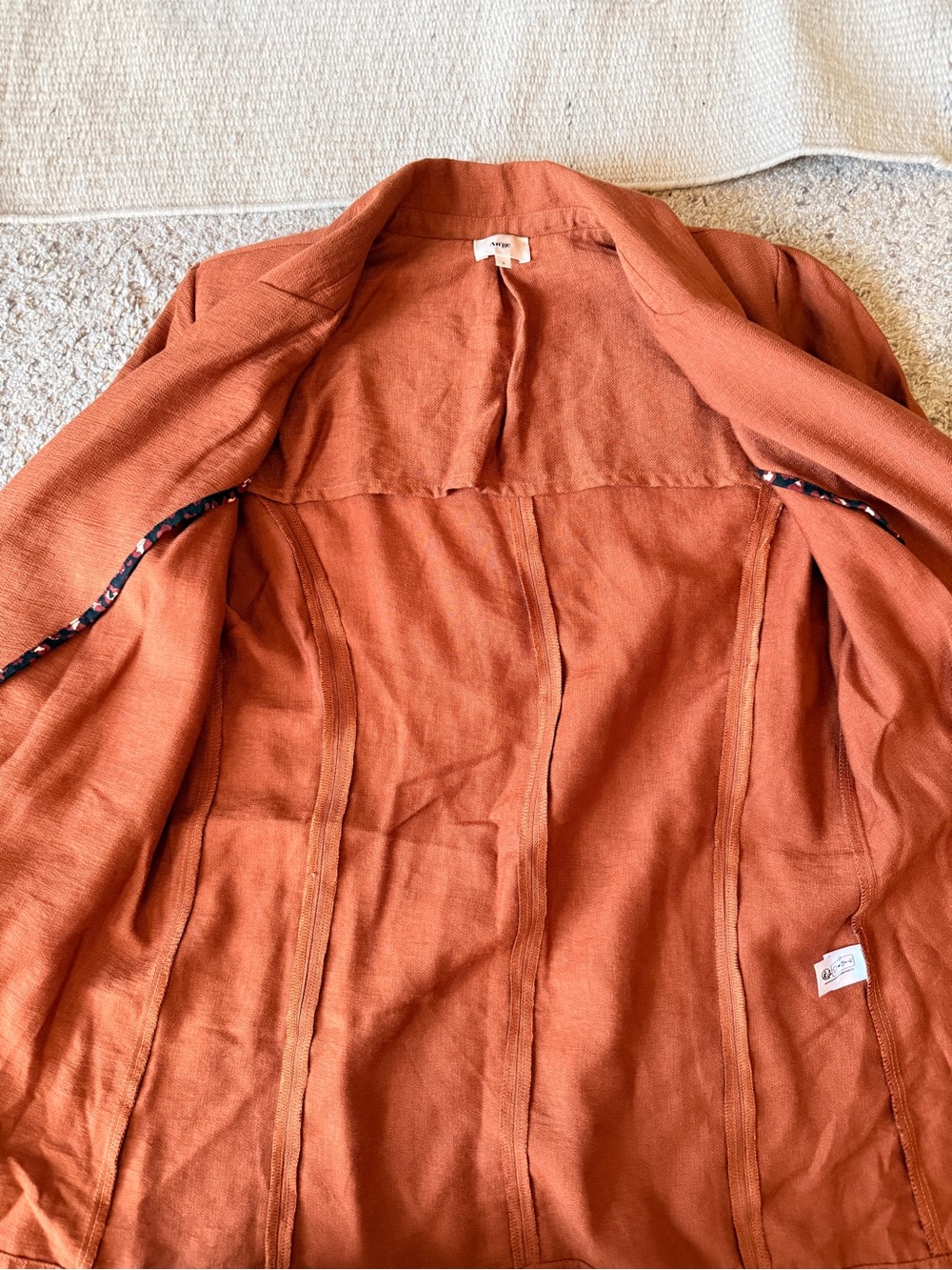 Rust Single-Button Lightweight Blazer Jacket - Picture 6 of 7